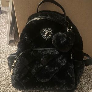 Juicy Couture Black Faux Fur Backpack